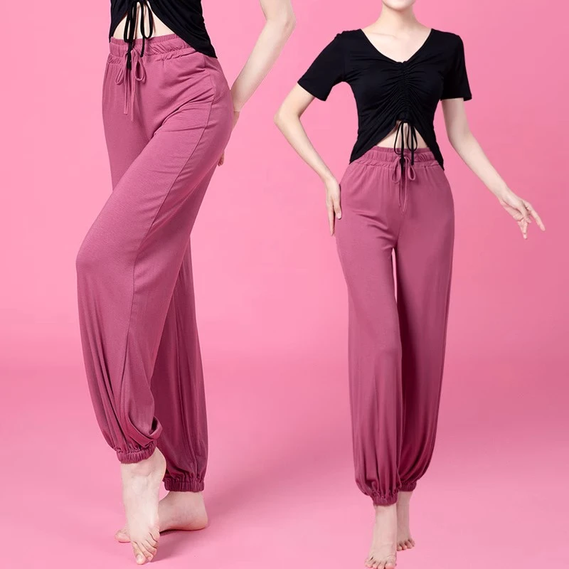 现代舞舞蹈裤古典成人练功服女抽拉上衣形体训练服装束口练功裤女