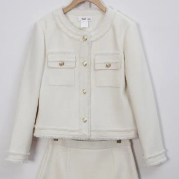 朵以2025春季新款小香风短外套半身裙两件套装39DC831193