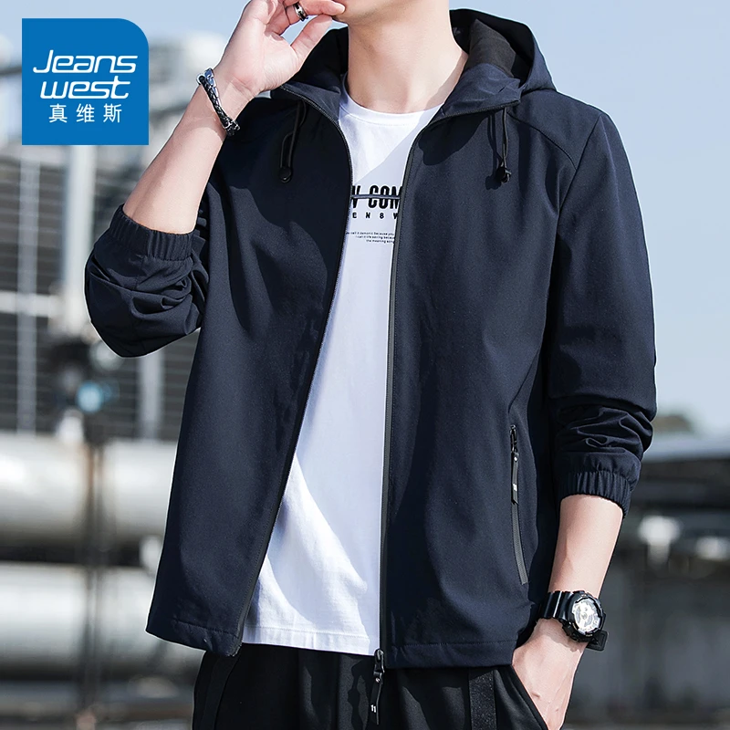 真维斯秋季夹克士宽松连帽衣服潮牌ins上衣青年潮流针织外套男装