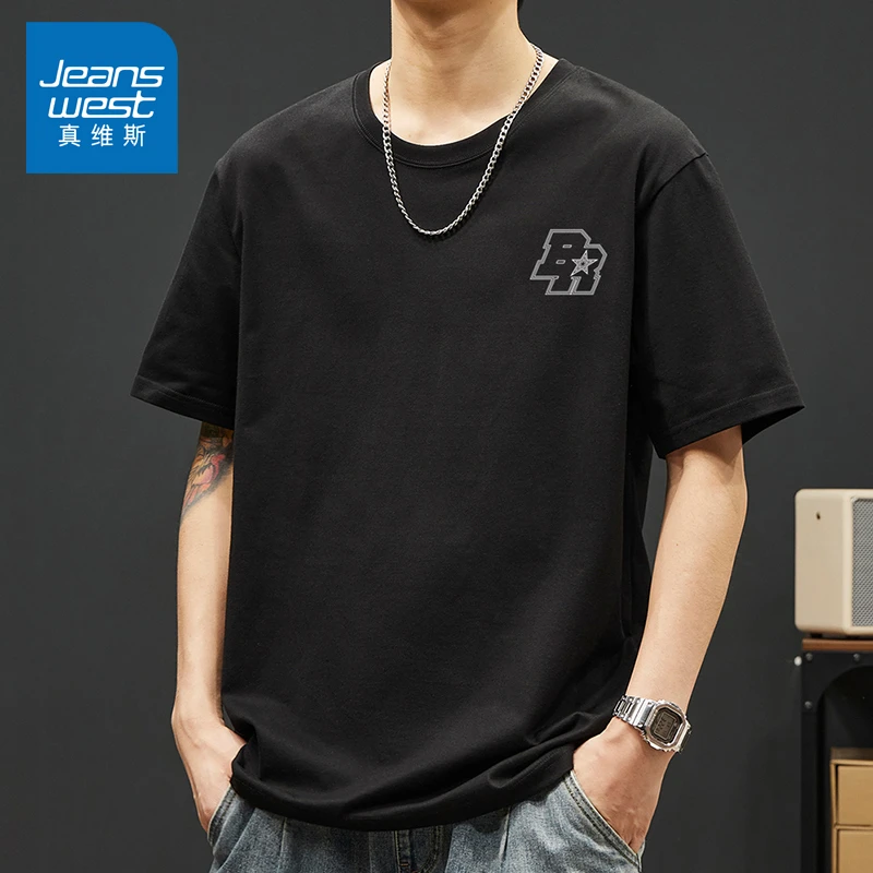 真维斯短袖t恤男士2025夏季纯棉新款印花体恤ins潮流情侣休闲半袖