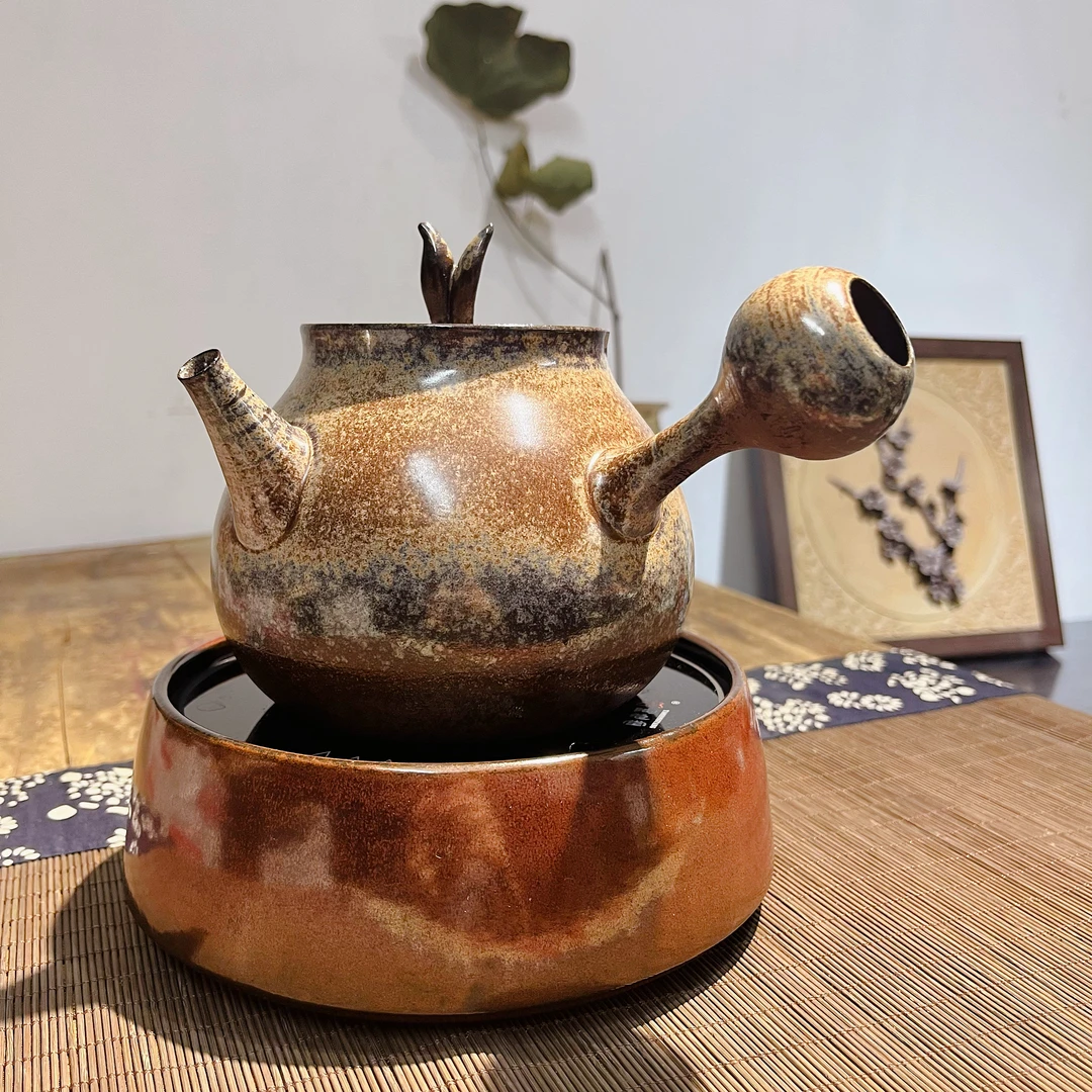 明德园兔年纪念纯手工窑变玉兔赤兔砂铫复古煮茶壶电陶炉烧水煮茶