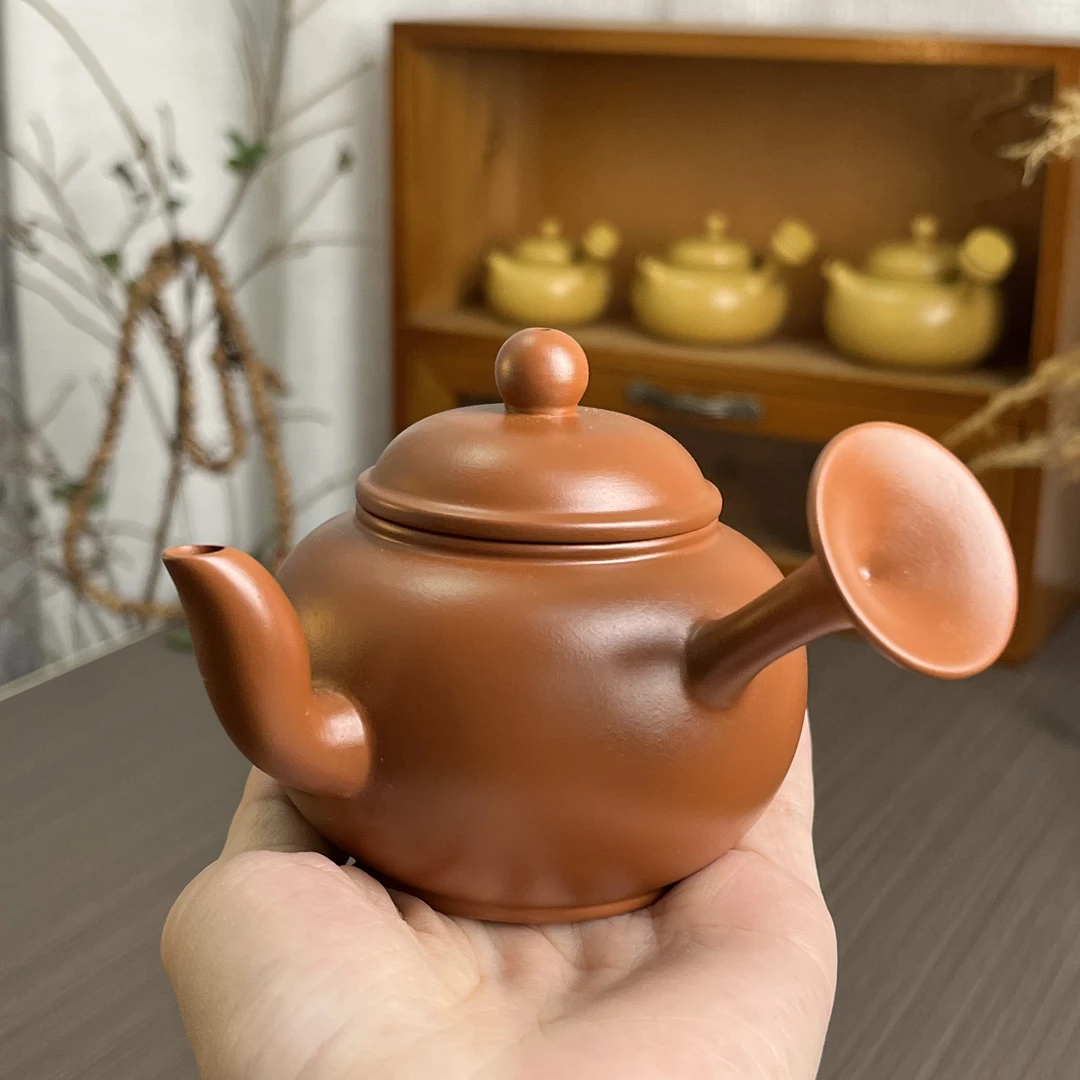 茶具紫砂茶壶泡茶煮茶潮州手拉壶侧把卡盖朱泥手工家用入门级冲罐