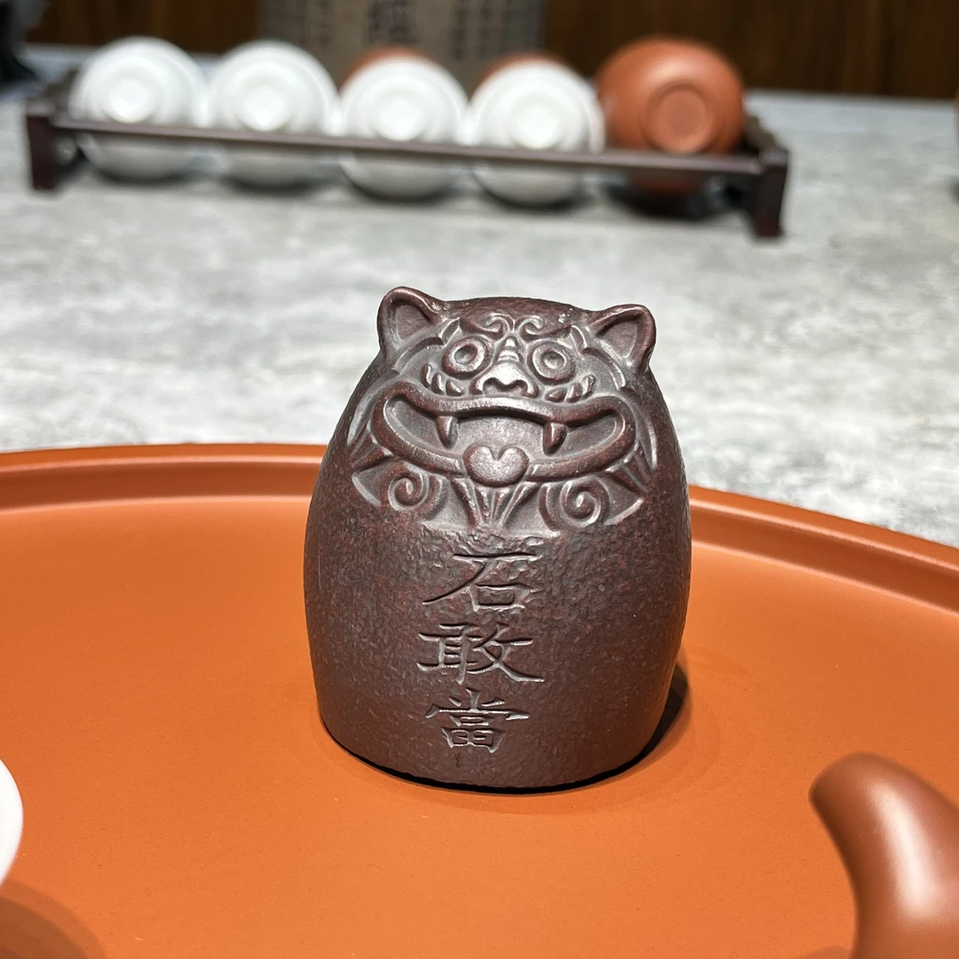 宜兴紫砂茶具石敢当老虎茶宠茶玩盖置可养茶桌小摆件茶道茶具雕塑