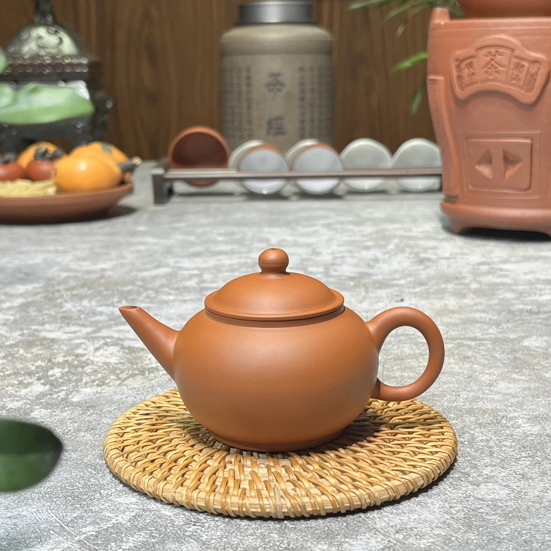 紫砂茶壶茶具潮州手拉壶薄胎鸡蛋黄水平壶工夫茶茶壶110cc