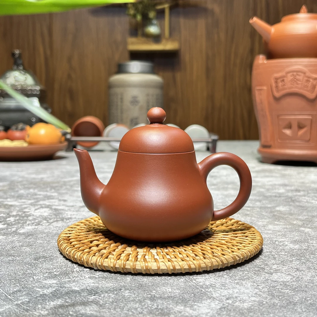 紫砂茶具原矿朱泥思婷壶潮州手拉茶茶具茶壶120ml大红袍工夫茶壶