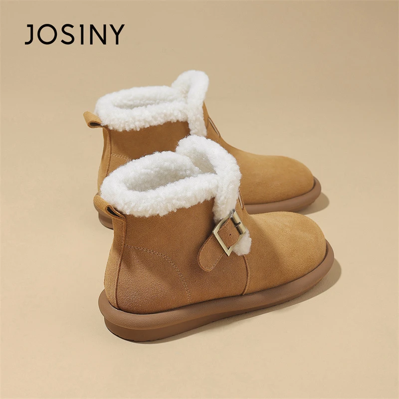 JOSINY/卓诗尼雪地靴女棉鞋冬季加绒保暖面包鞋防水一脚蹬马丁靴