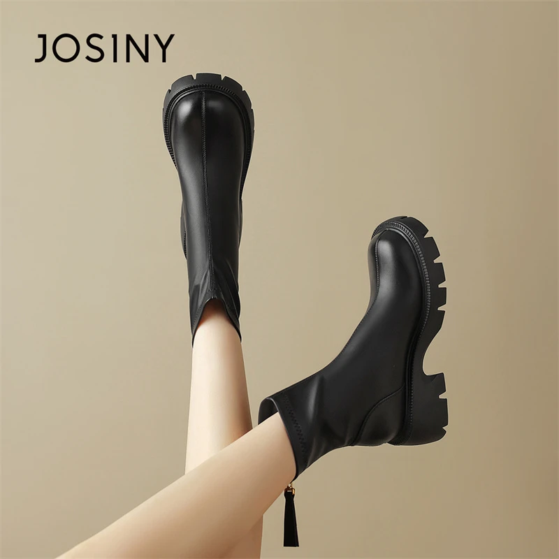 卓诗尼马丁靴女鞋冬季爆款超火防滑厚底增高雪地靴加绒保暖瘦瘦靴