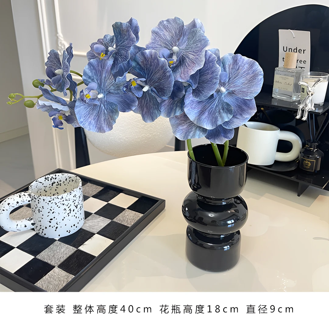 高级轻奢蝴蝶兰仿真花餐桌客厅假花摆设单支插花桌面花艺装饰摆件