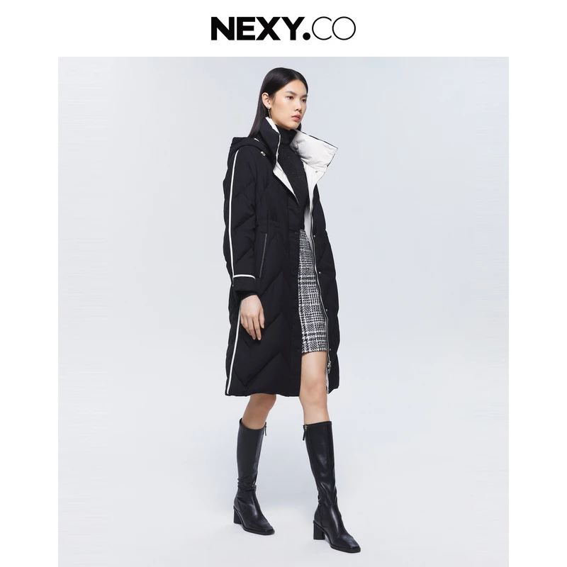 【好羽绒】NEXY.CO/奈蔻白鹅绒加厚长款连帽羽绒服女士2023年新款XR