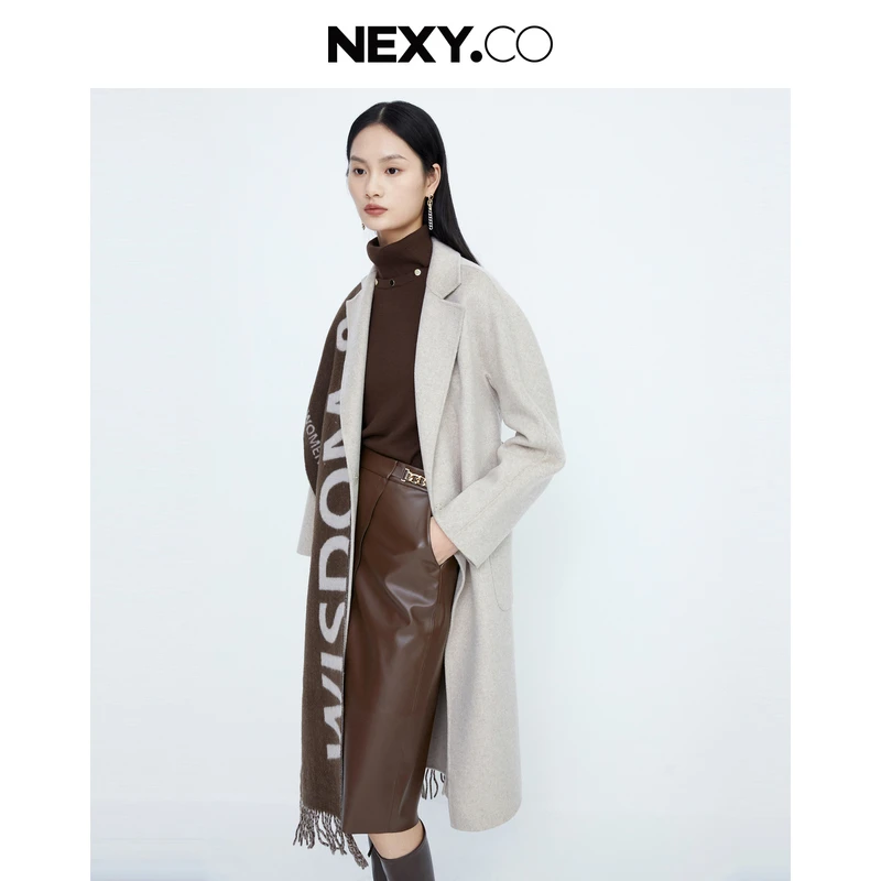 NEXY.CO/奈蔻纯山羊绒大衣经典时尚气质复古保暖中长XL00677D1