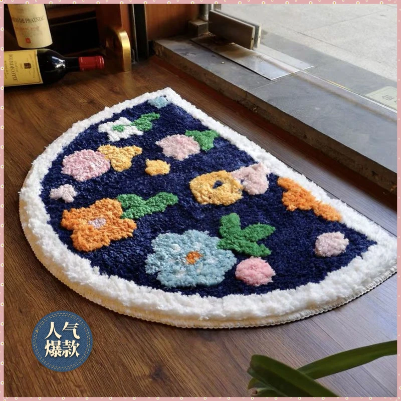 浴室防滑吸水地垫百搭柔软门垫家用卧室地毯入户门半圆脚垫卡通