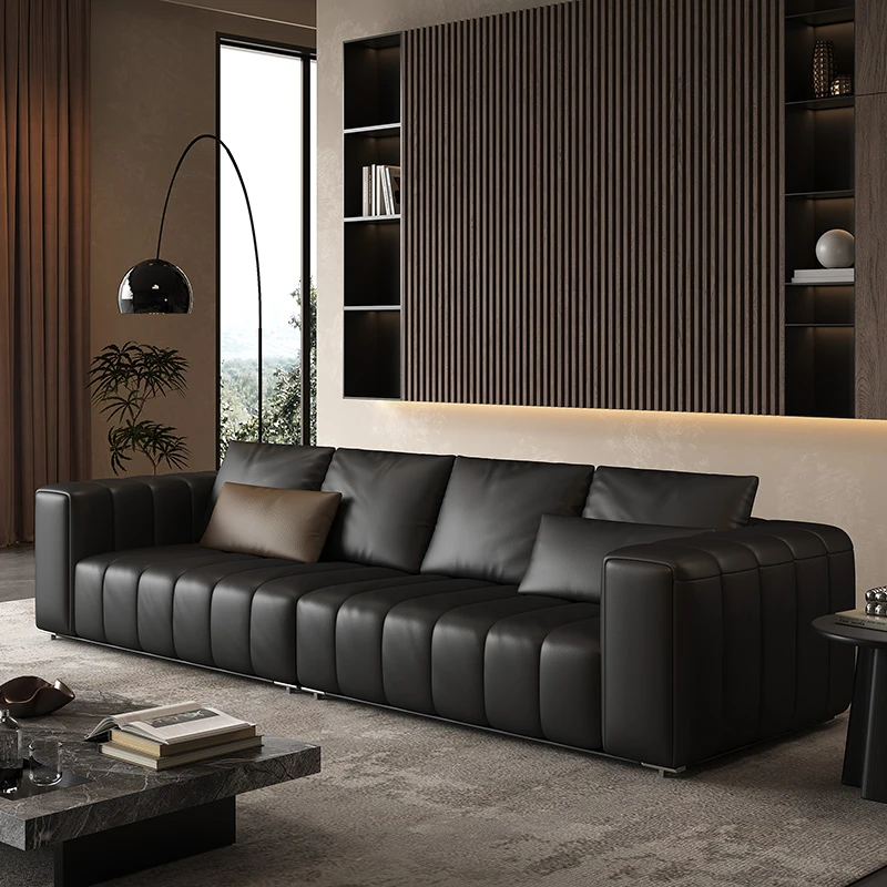 OPPEIN/欧派钢琴键头层牛皮真皮沙发客厅北欧创意皮艺沙发S43