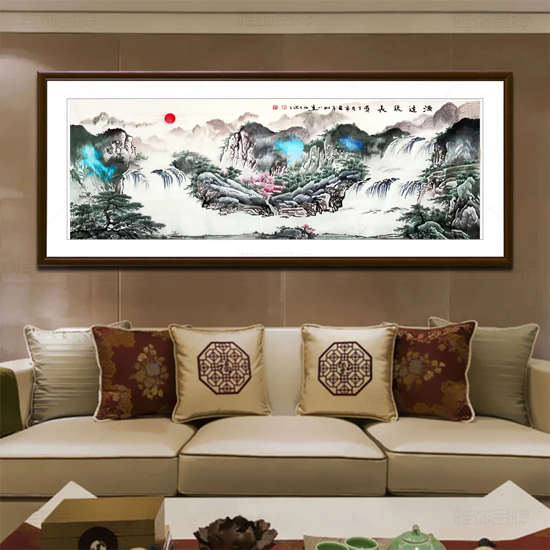 苏绣成品挂画客厅山水高档苏州纯手工刺绣装饰画办公室壁画