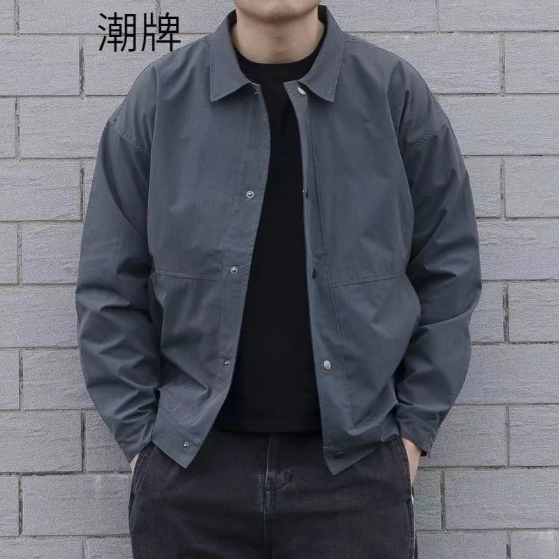薄款男士外套2024春秋季新款韩版潮流休闲帅气百搭翻领夹克男