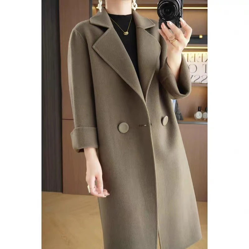 2024春秋热销款高端气质型中长款时尚百搭显瘦双面绒大衣  DY021