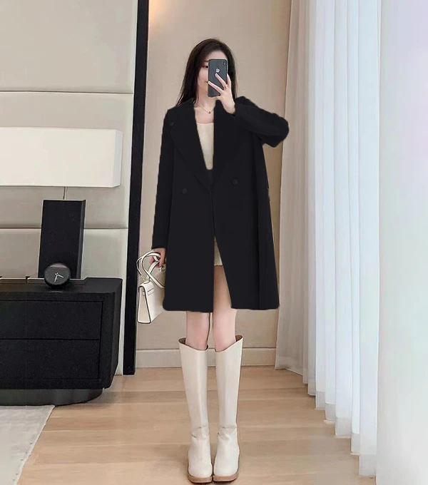 【C魅甄选】2023秋冬季爆款高端显瘦高级感中长款双面绒大衣 DY0291