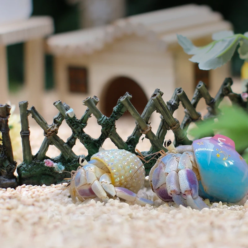 寄居蟹装饰造景栅栏～实木围栏树脂仓鼠爬梯大号小号天然百搭好看