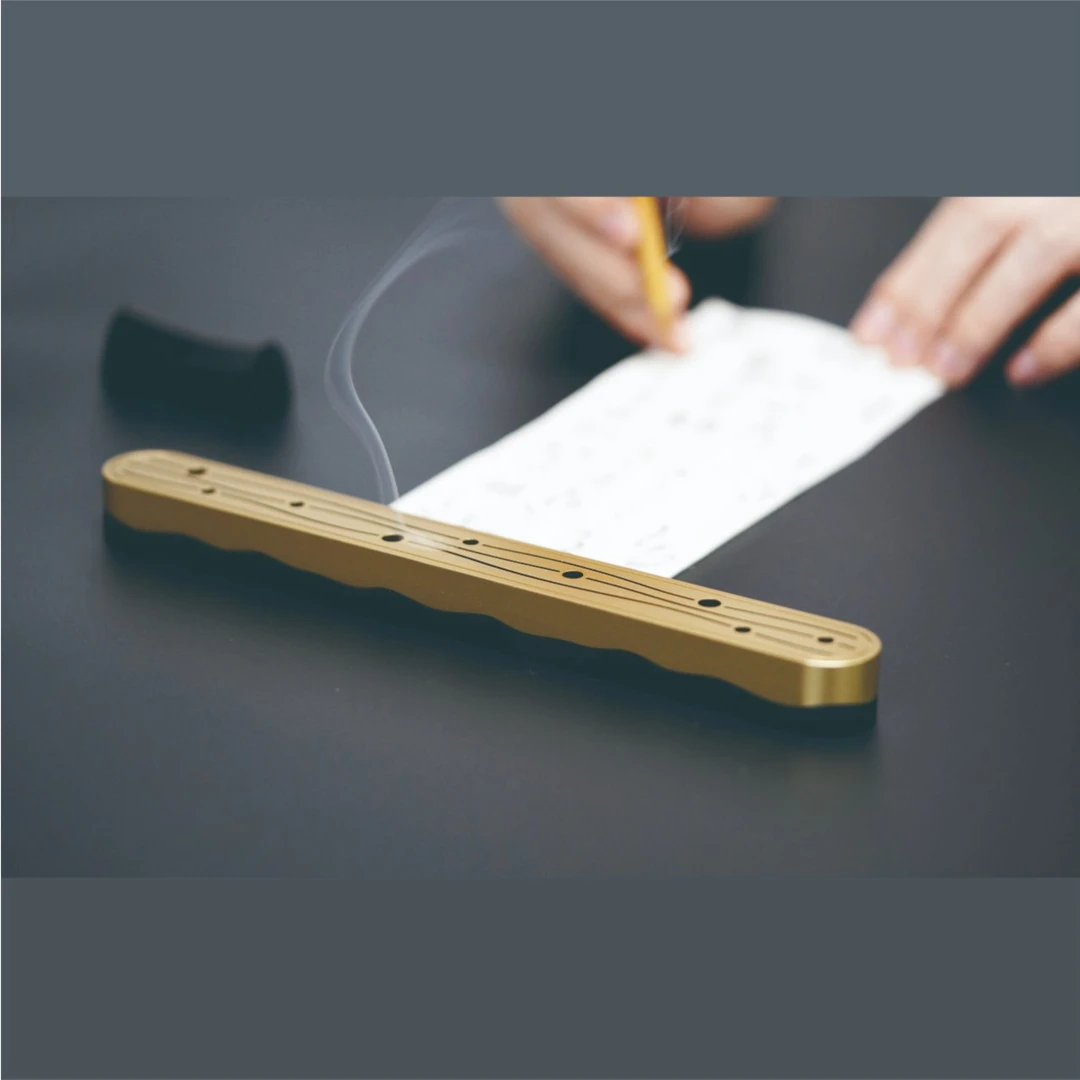 见闻造物线香盒铝合金精工雕刻紫光檀实木底座防火棉文创礼盒木纹