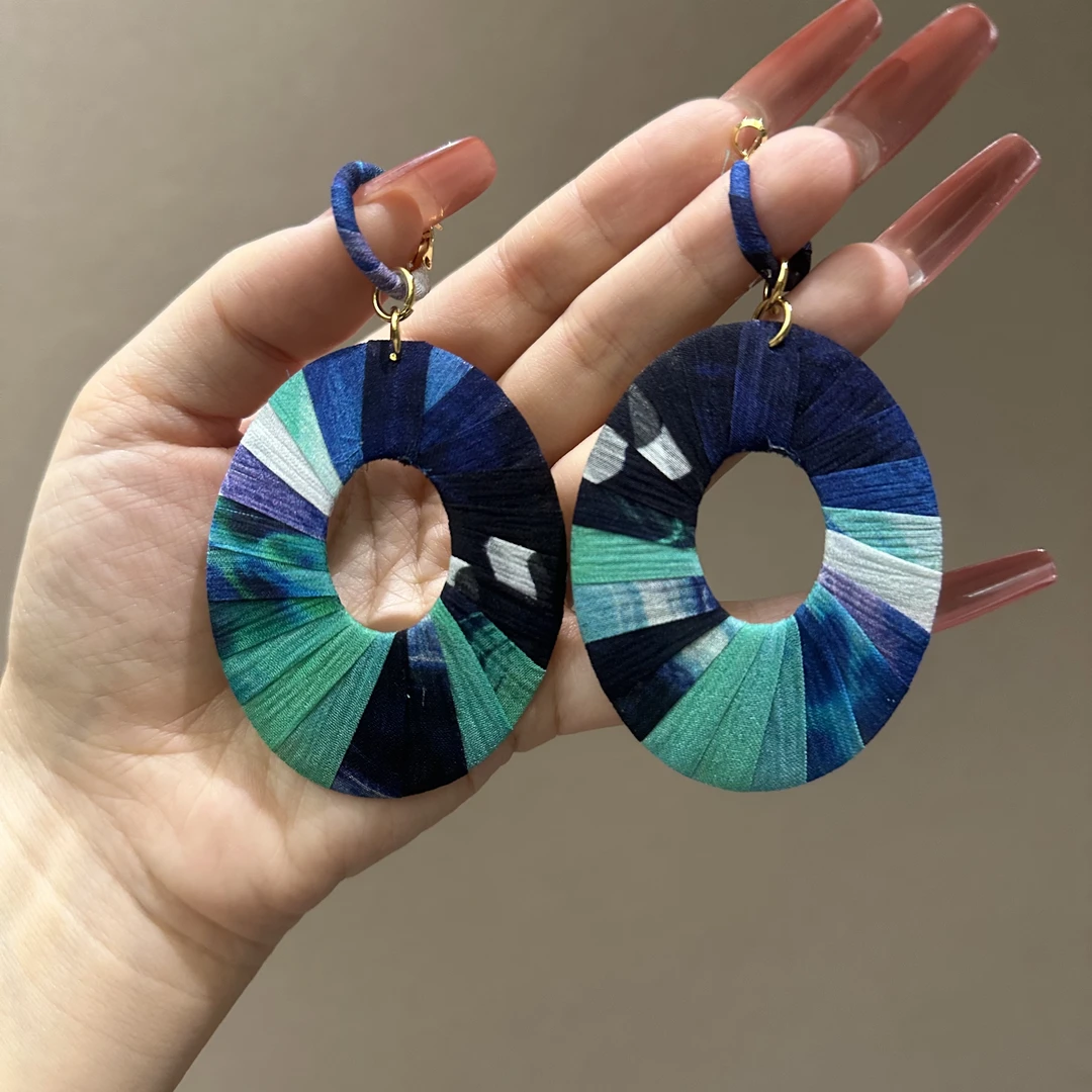 铜合金合成锆石耳饰 55852蓝色手工气质时尚百搭