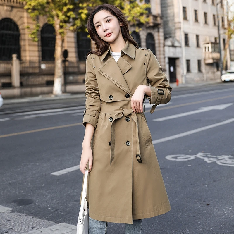 高端气质显瘦女士正品时尚大气上档次高档修身中长款外套春秋风衣