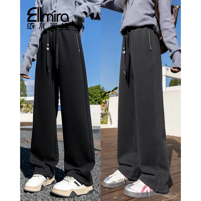 8752女童卫裤冬季加绒儿童运动裤直筒裤阔腿裤2024新款大童宽松潮