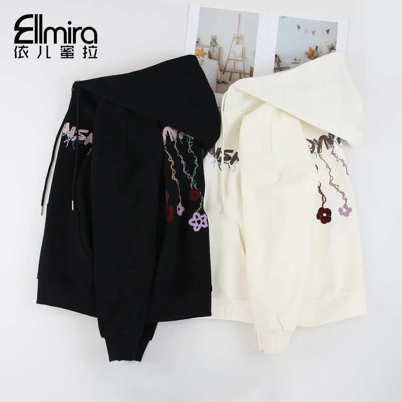 8703卫衣加绒连帽上衣运动宽松学院风2024新款洋气潮