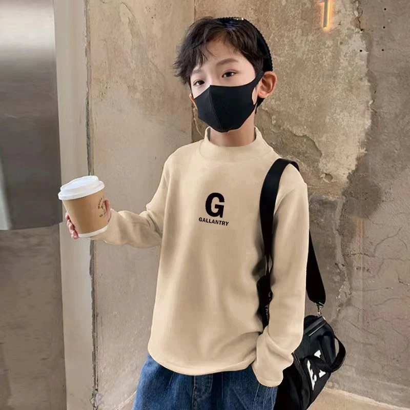 男童德绒保暖内搭上衣秋冬装新款中大童儿童打底衫潮