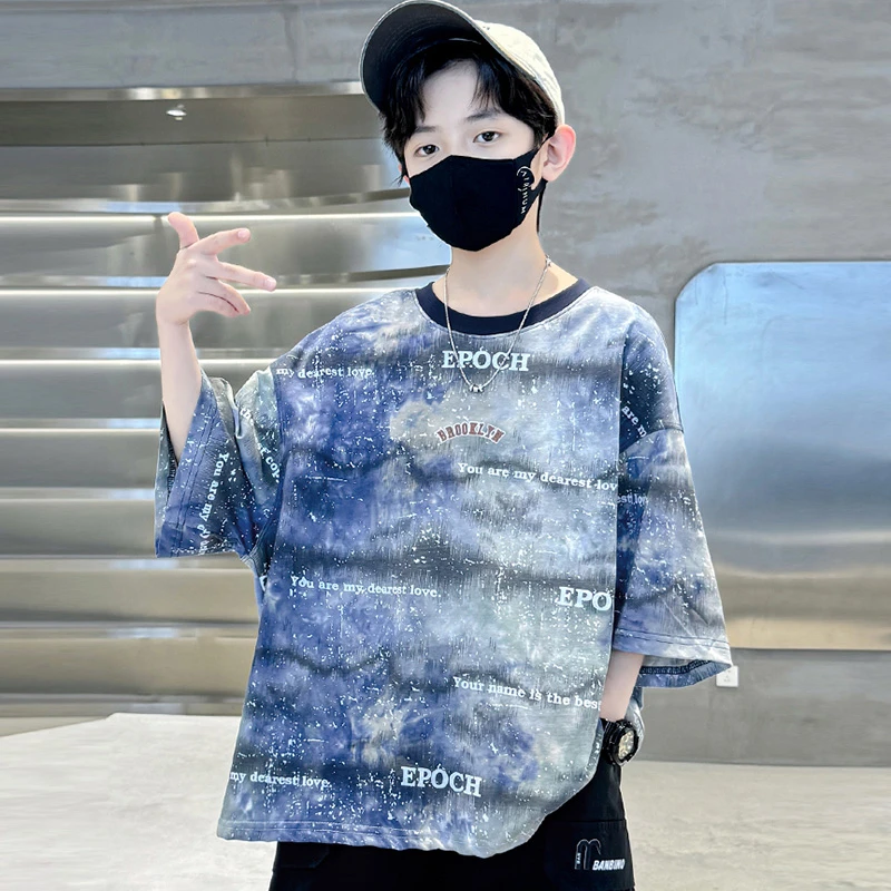 贝尔熊儿童装男童夏装T恤2024年新款中大童夏季短袖纯棉上衣