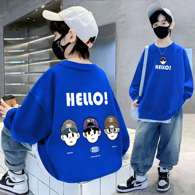 儿童装男童卫衣秋冬加绒新款中大童男孩韩版帅气上衣