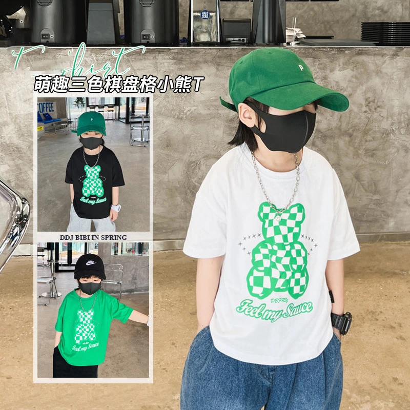 【贝尔熊】童装男女短袖t恤纯棉夏季新款儿童宝宝半袖上衣中小童