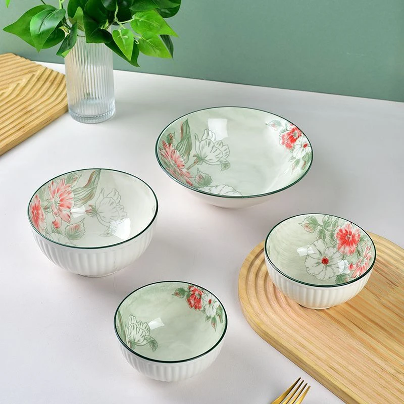 【w】6支装！花开富贵米饭碗4.5英寸