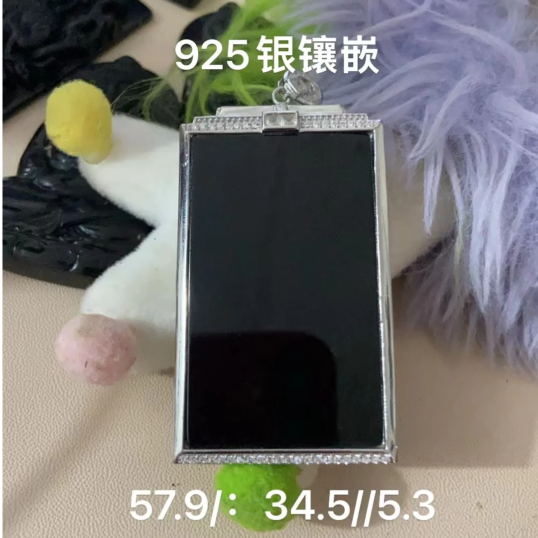 天然缅甸A货翡翠墨翠无事牌优选头货黑油亮平安无事个性百搭时尚