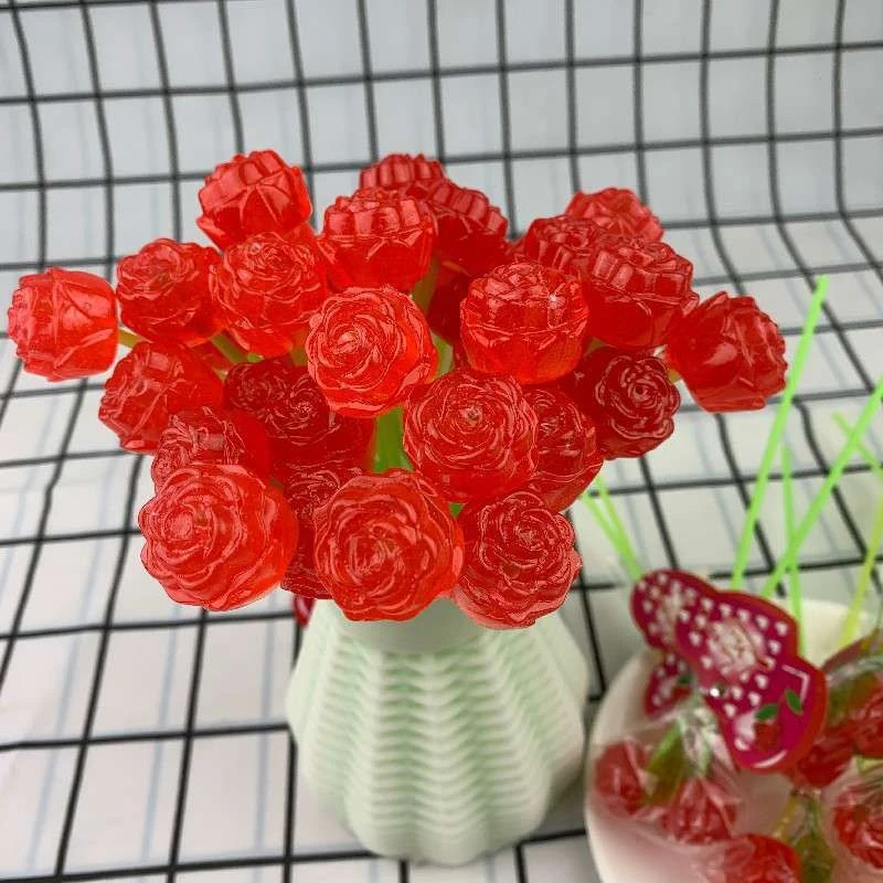 玫瑰花棒棒糖情人节母亲节生日礼物dIY花束婚庆糖果节日礼品批发