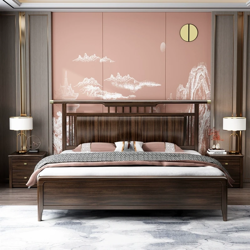 【乌金木】A20#新中式实木床现代简约双人大床主卧婚床