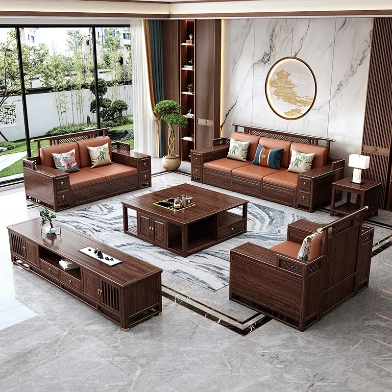 【乌金木】新中式全实木沙发高端别墅客厅新古典冬夏两用储物家具