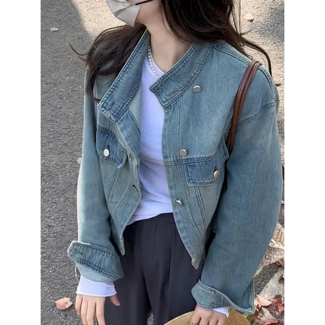 休闲牛仔外套女短款2025春秋新款韩版宽松棒球服上衣百搭时尚夹克