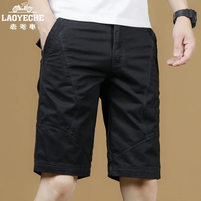 纯棉休闲短裤男2025夏季新款五分裤运动直筒中裤黑色潮流休闲百搭