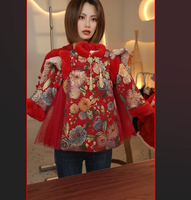 现货AC399女童加绒冬季国风年服连衣裙年款