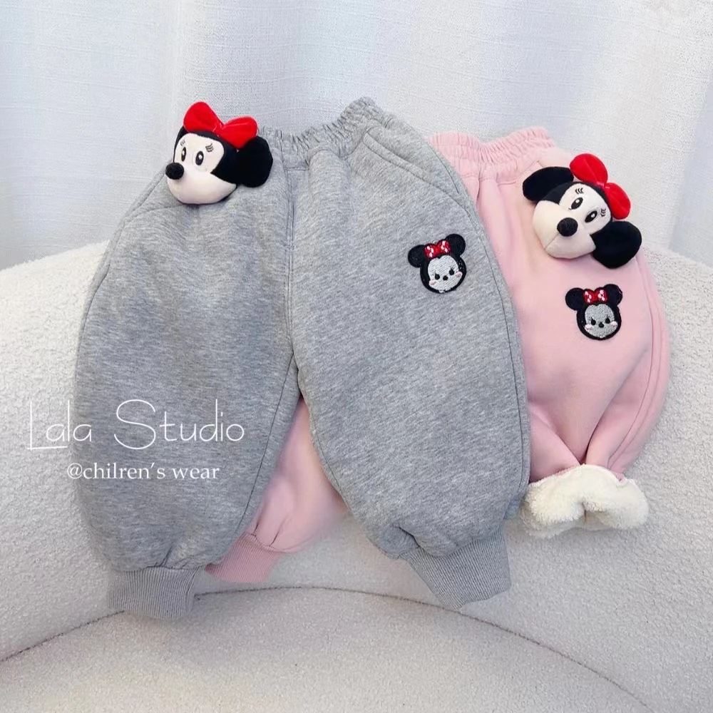 【不带公仔】现货AC271女童冬季加绒米奇卫裤