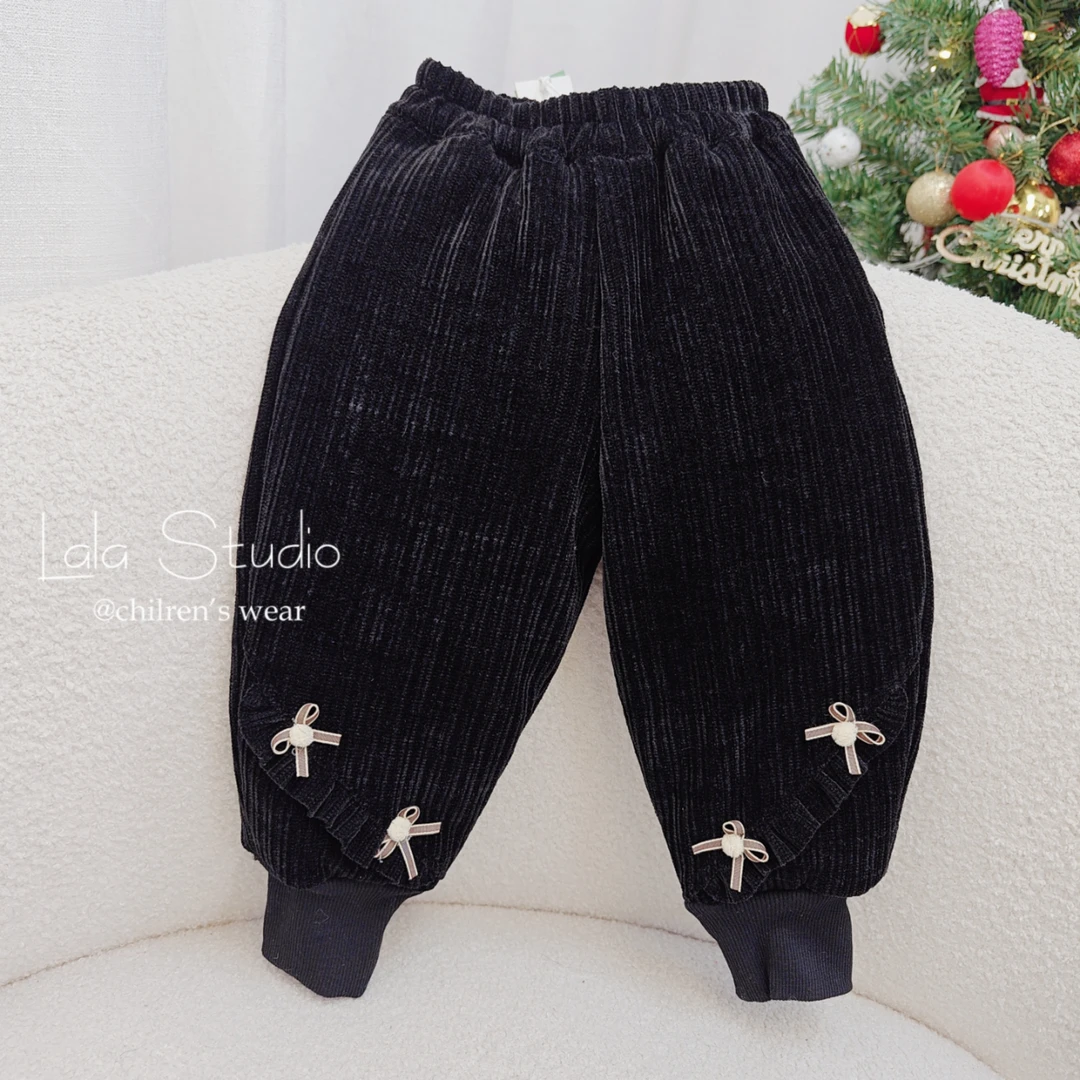 AC311女童冬季脚口蝴蝶结加厚卫裤