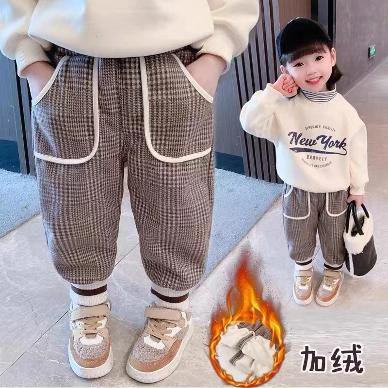 现货E979女童冬季加绒裤子