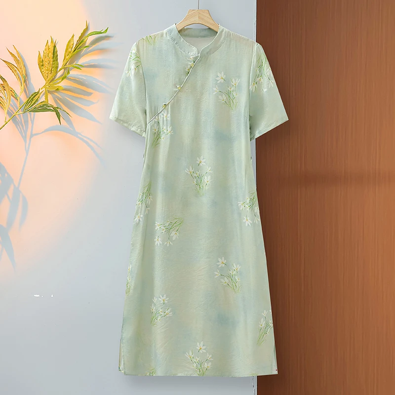 【短袖-原创女装连衣裙】夏季网红印花显瘦时尚修身气质女装连衣裙