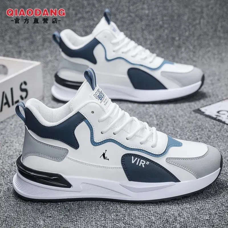 正品高帮男鞋新款2024男鞋跑步鞋秋冬加绒百搭透气软底休闲运动鞋