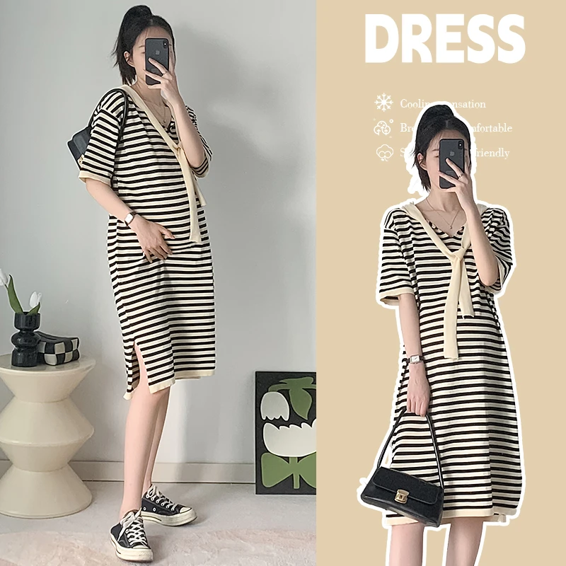 孕妇夏装连衣裙2025时尚新款洋气时髦套装夏季短袖小个子夏天裙子