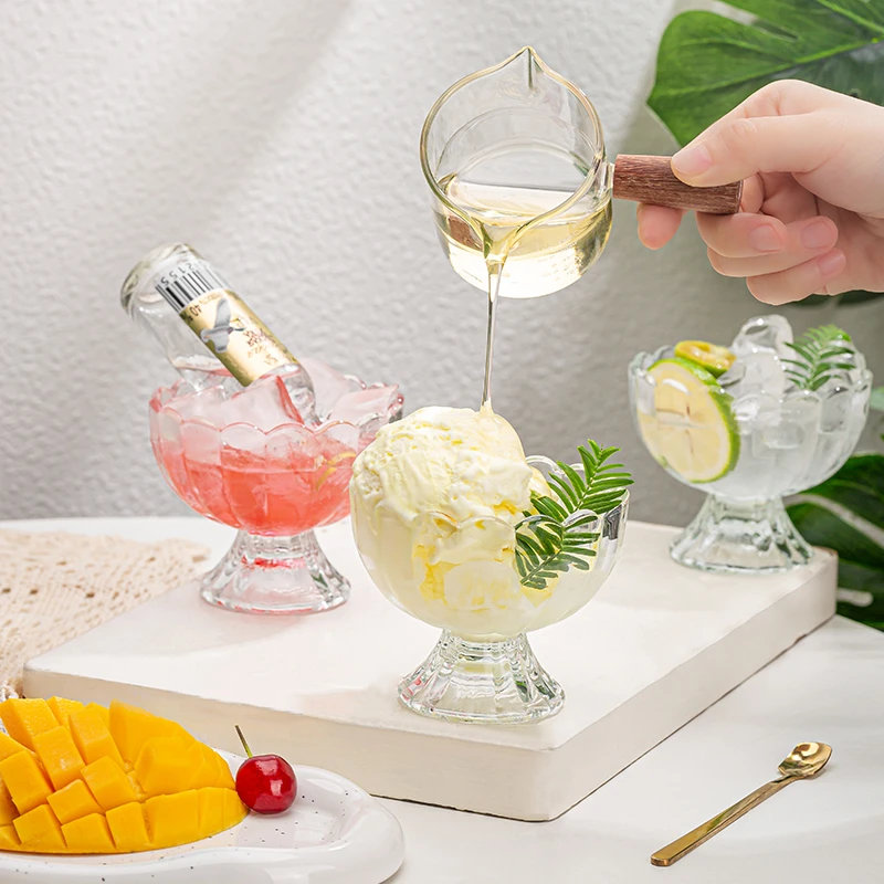 【5只】5只装冰淇淋杯透明玻璃杯果汁甜品奶昔饮品杯奶杯