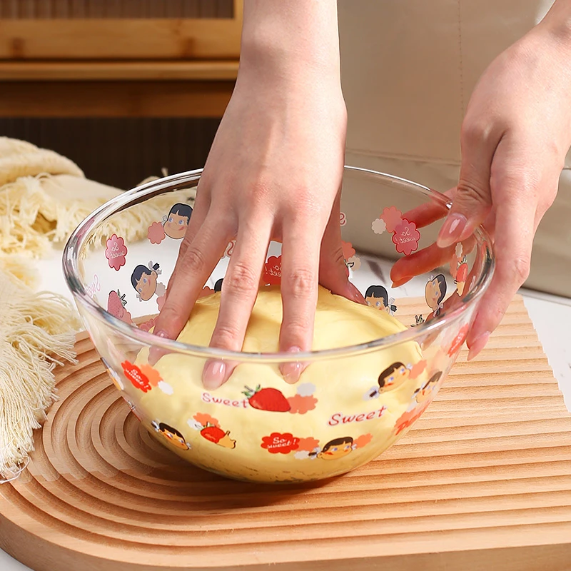 家用厨房小女孩贴花和面盆打蛋拌馅包饺子碗大容量家用吃饭碗家用