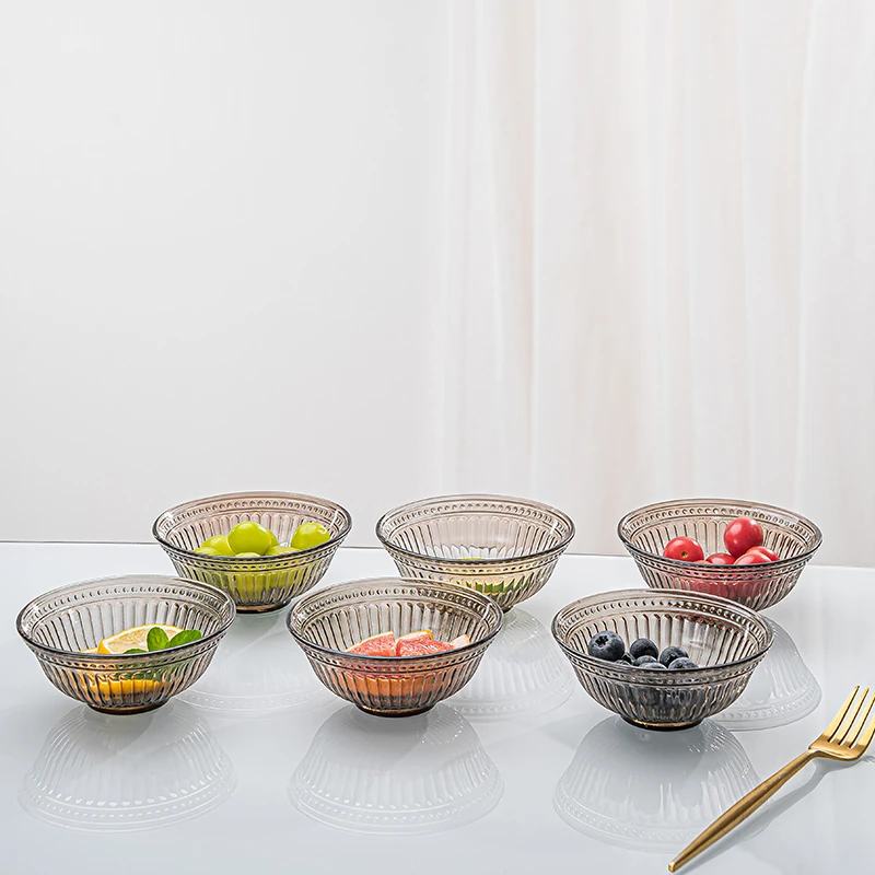 【9.9/6只】神韵系列北欧茶色碗玻璃碗米饭碗汤碗家用沙拉碗