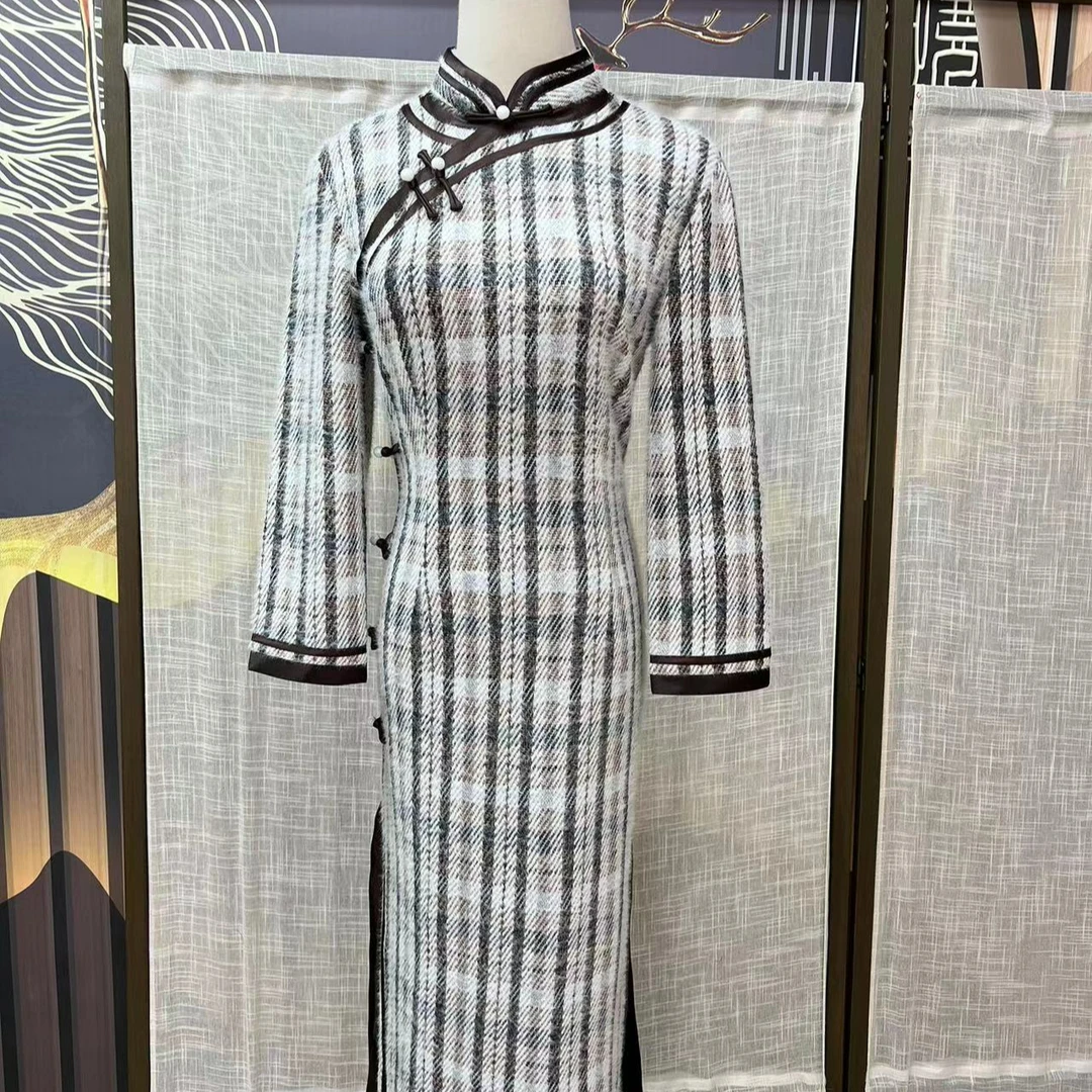 【百格】2023年冬季新款复古百搭日常淑女旗袍