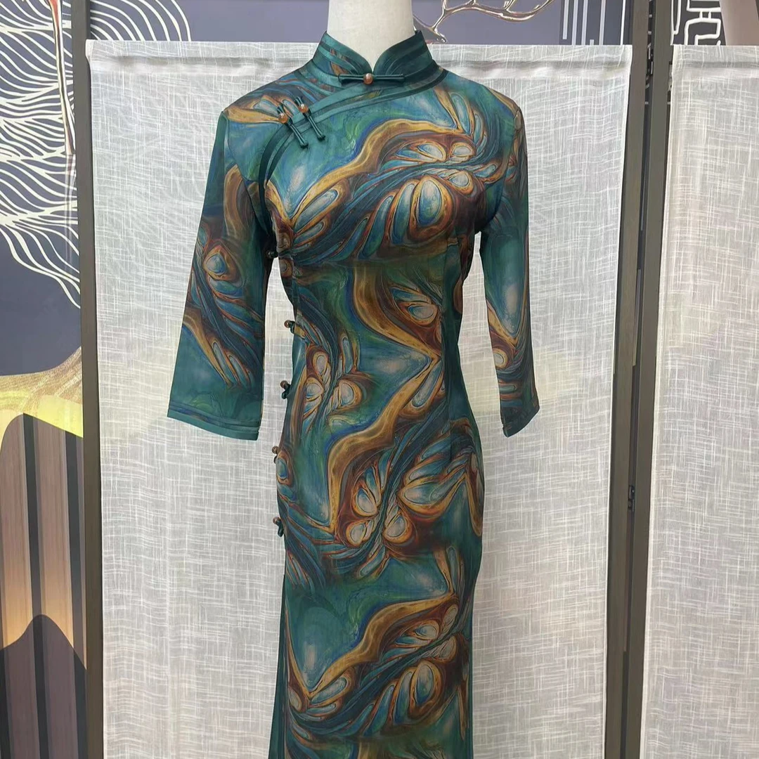 【海洋之心】2024年夏季新款复古百搭优雅大方日常淑女旗袍