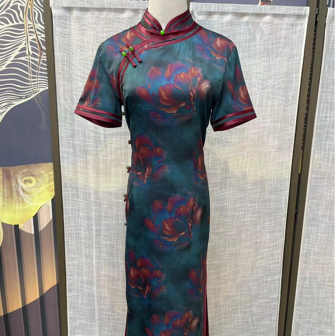 【火焰花】2024年夏季新款复古百搭优雅大方日常淑女旗袍